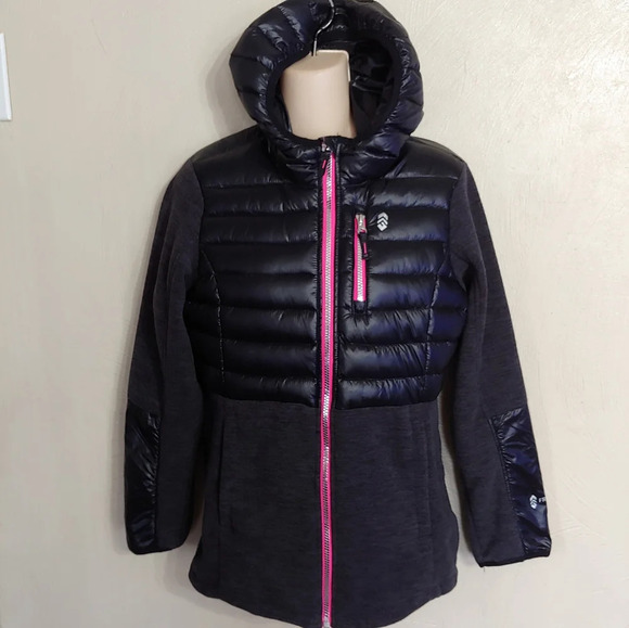 Free Country Black Hybrid Hooded Jacket Size Girl's Large 14/16 NEW with TAGS - Picture 2 of 14